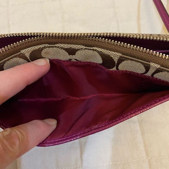 Coach Brown and Purple Wristlet Clutch - Picture 4 of 10
